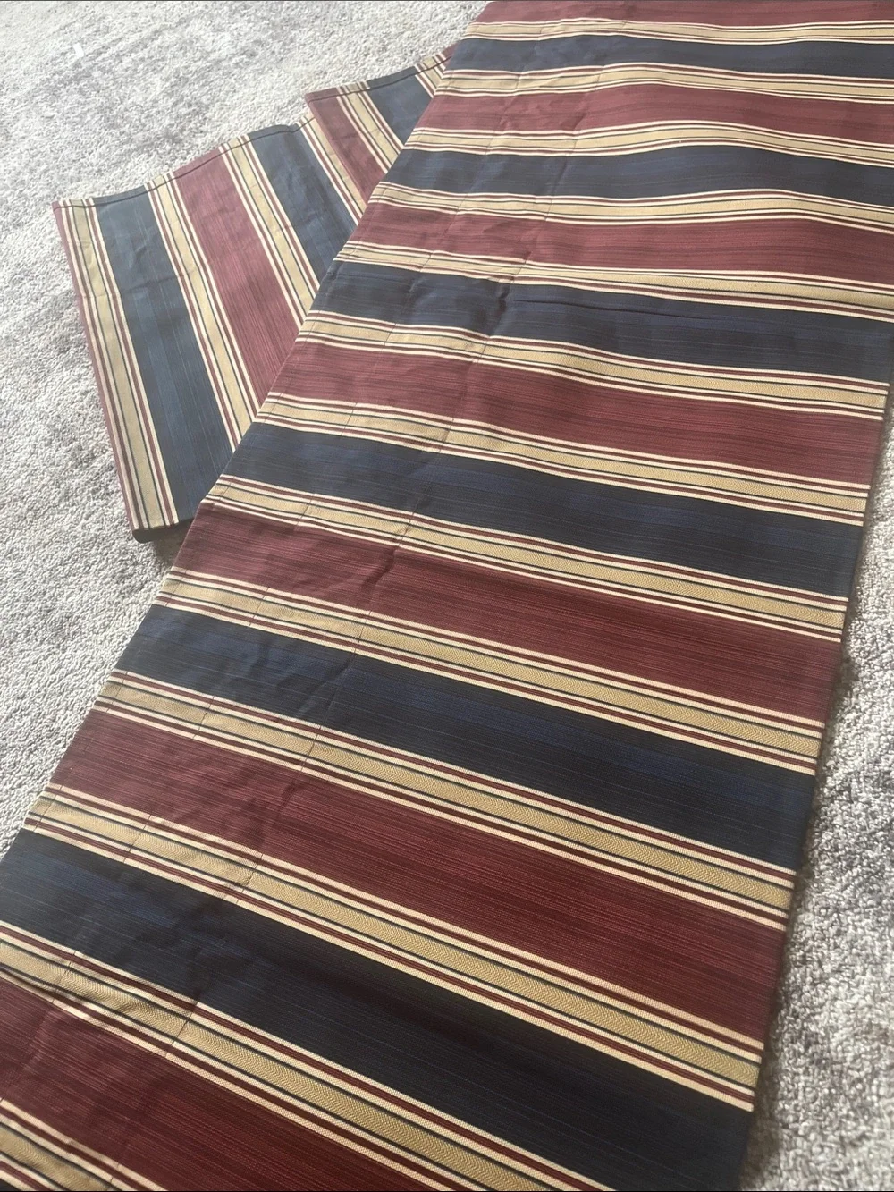 Williamsburg Waverly Striped balloon valance curtains Burgundy, Navy & Cream